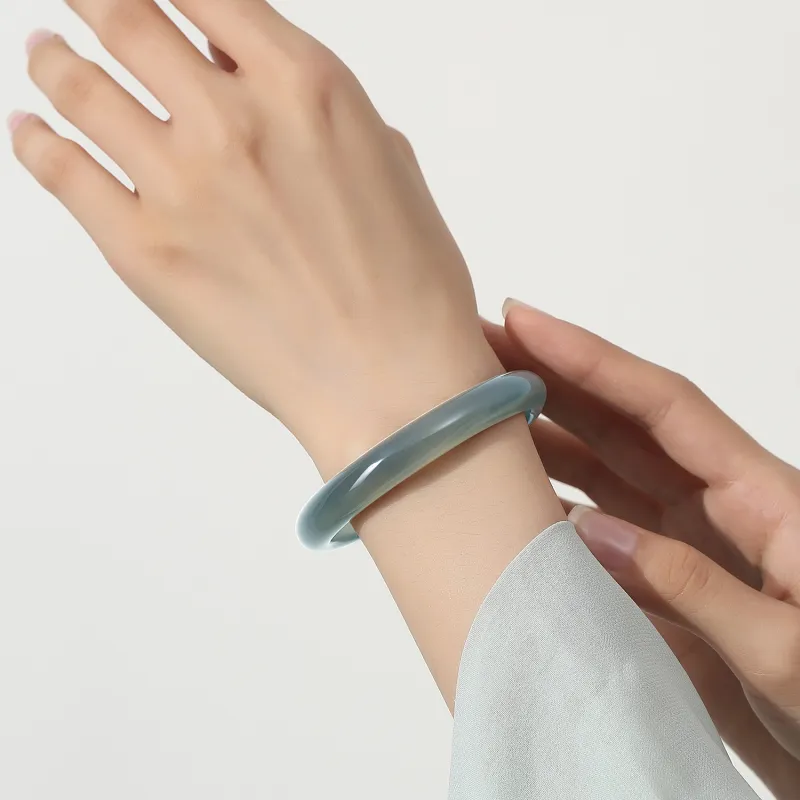 Emerald Chalcedony Jade Bangles Women's-3