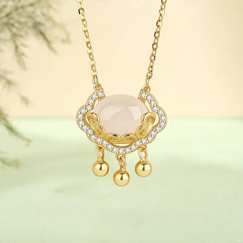Emerald Chalcedony Necklaces Women's-2