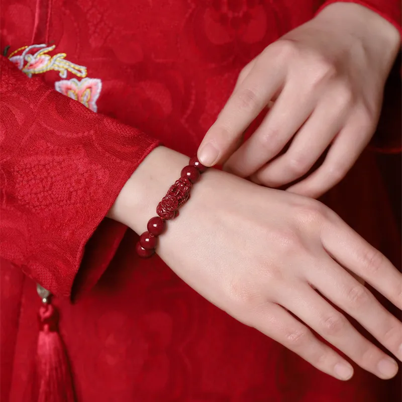 Emerald Reconstructed Cinnabar Bracelets Unisex-1
