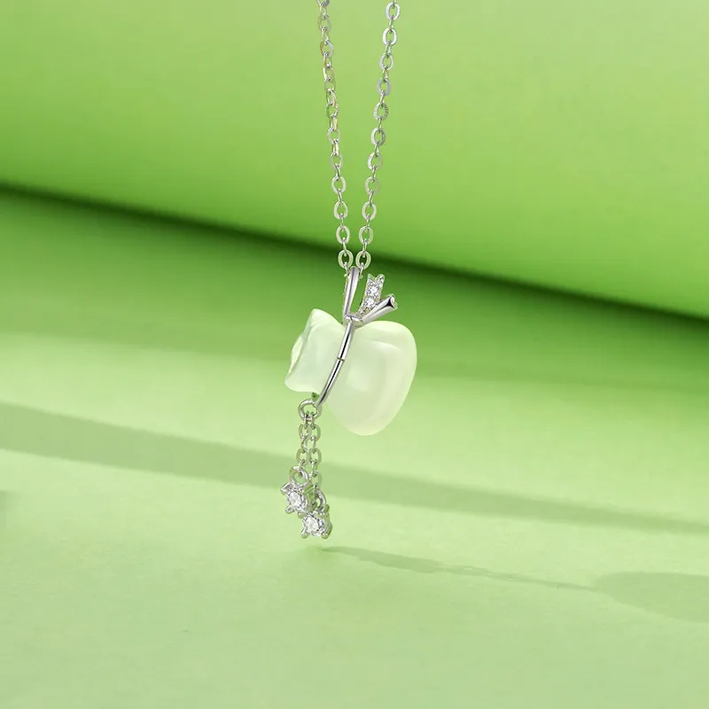Emerald Chalcedony Necklaces Women's-4