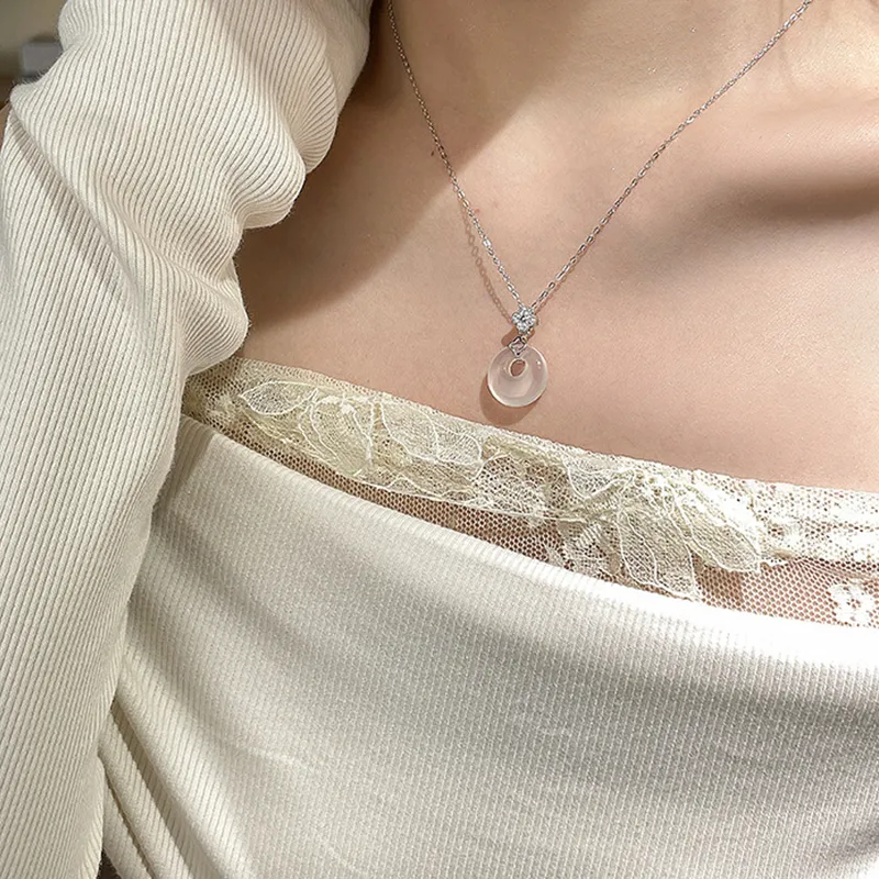 Emerald Chalcedony Necklaces Women's-3
