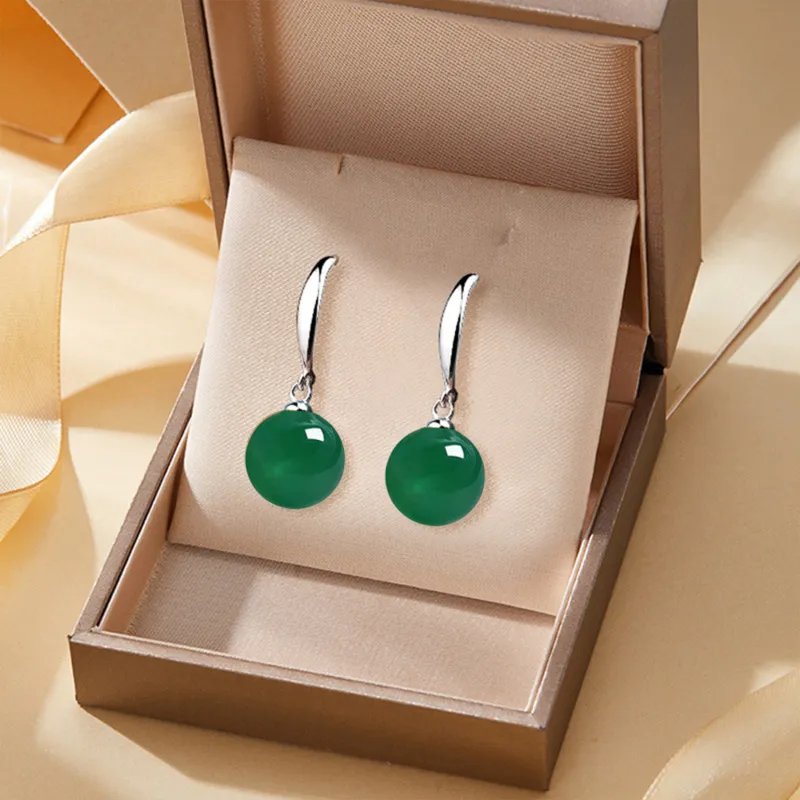 Emerald Jade Earrings Women's-4