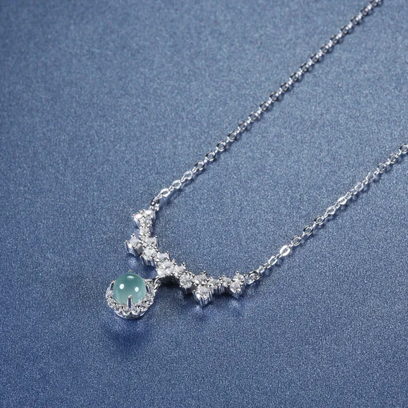 Emerald Ice Glutinous Jadeite Necklaces Women's-4