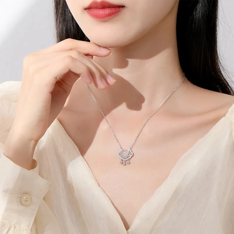 Emerald Chalcedony Necklaces Women's-6