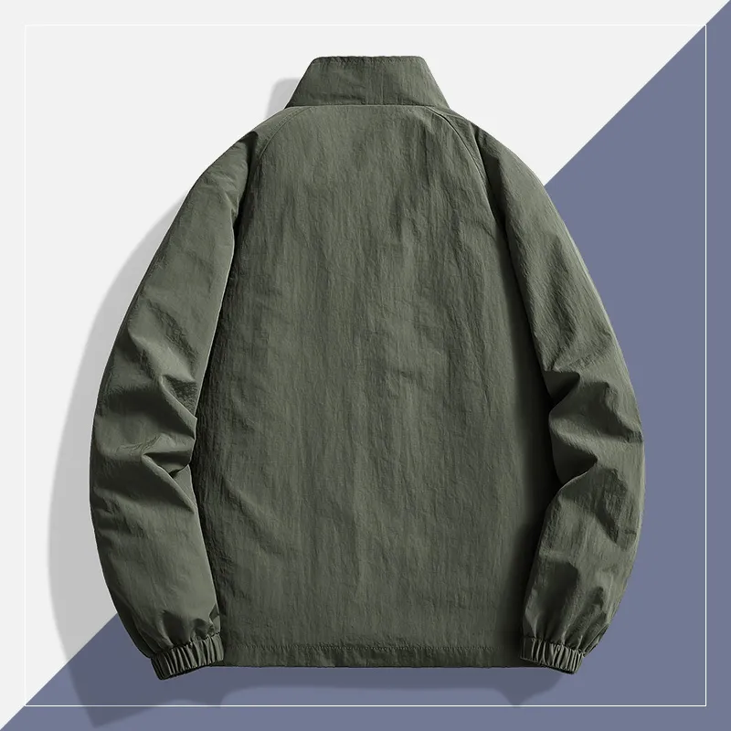 UF9193 Cardigan Stand Collar Windproof Casual Top Versatile Without Hood Jacket Unisex-4