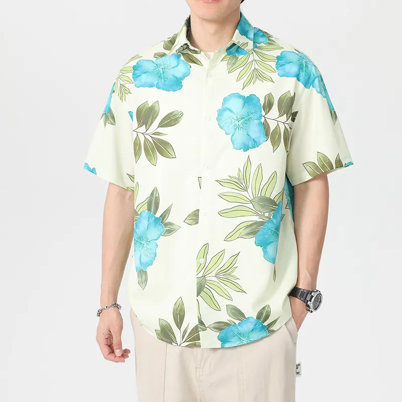 UF9193 Shirts Unisex Blue Stamen With Green Leaf-2