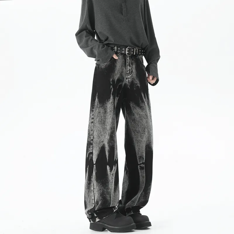 HOKLV Jeans Unisex Black Gray-4