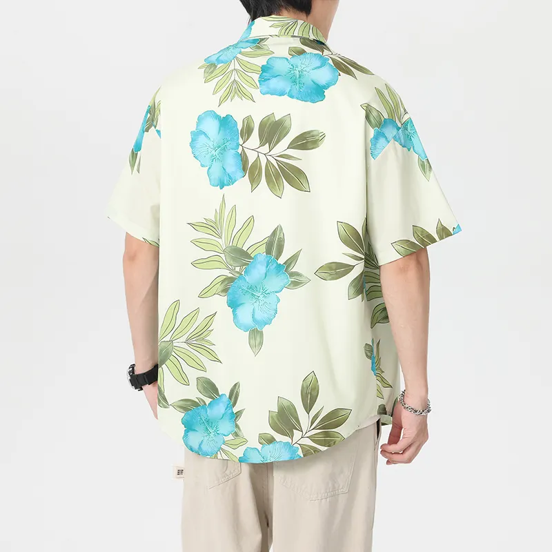 UF9193 Shirts Unisex Blue Stamen With Green Leaf-4