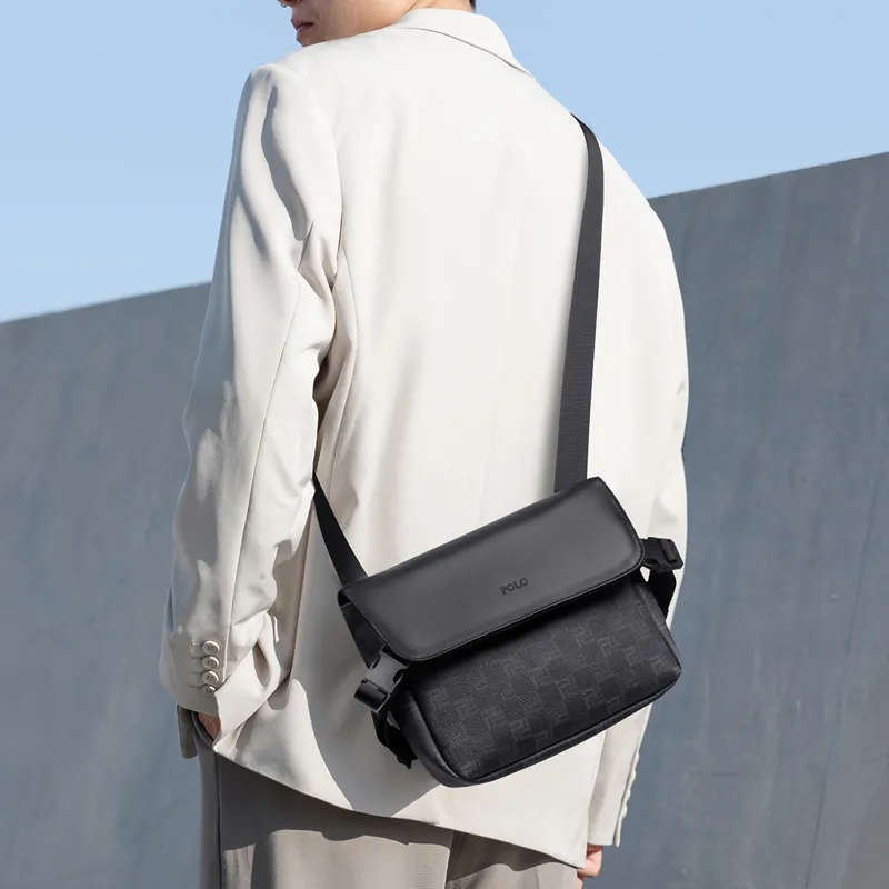 POLO PVC Shoulder Bag Men's Black-5