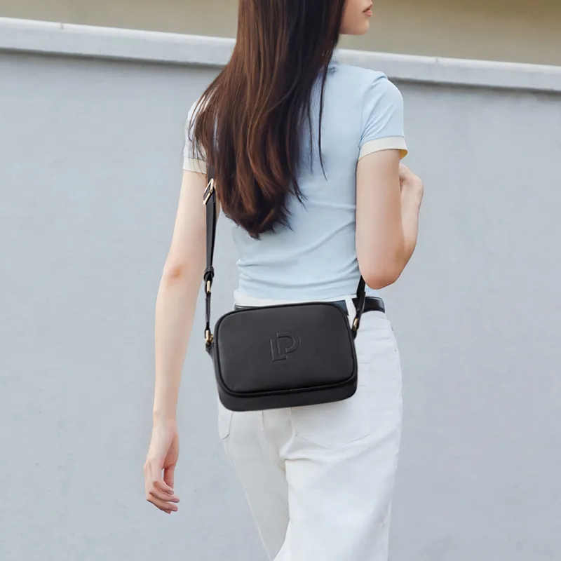 POLO Synthetic Leather Shoulder Bag Women's Ecru/Black-8