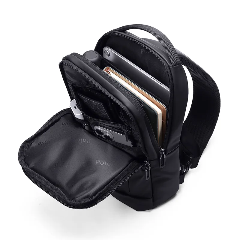 POLO Fabric Sling Bag Men's Black/Gray-3