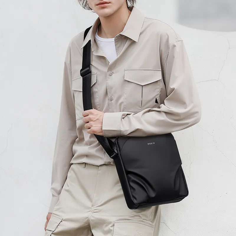 POLO Nylon Men's Shoulder Bag Medium Size Men's Black/Gray-19