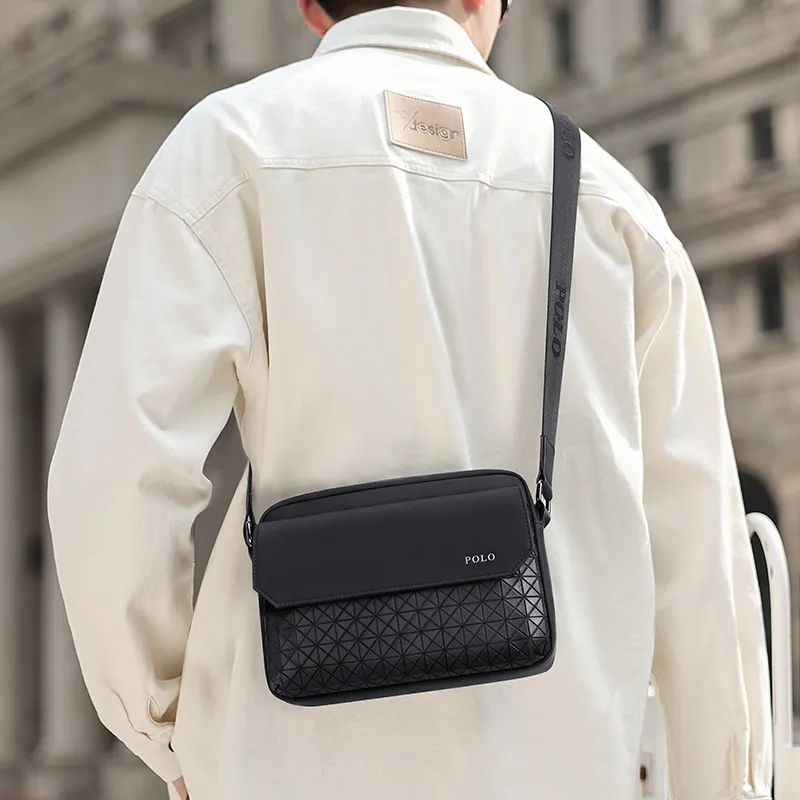 POLO Synthetic Leather Crossbody Bag, Shoulder Bag Men's Black-6