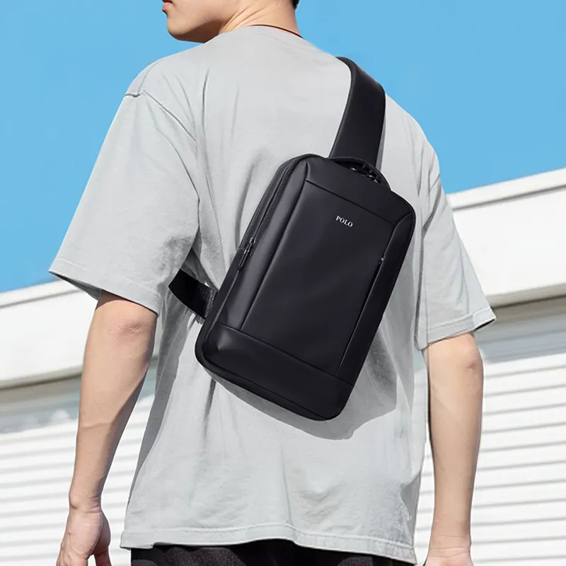 POLO Fabric Sling Bag Men's Black/Gray-4