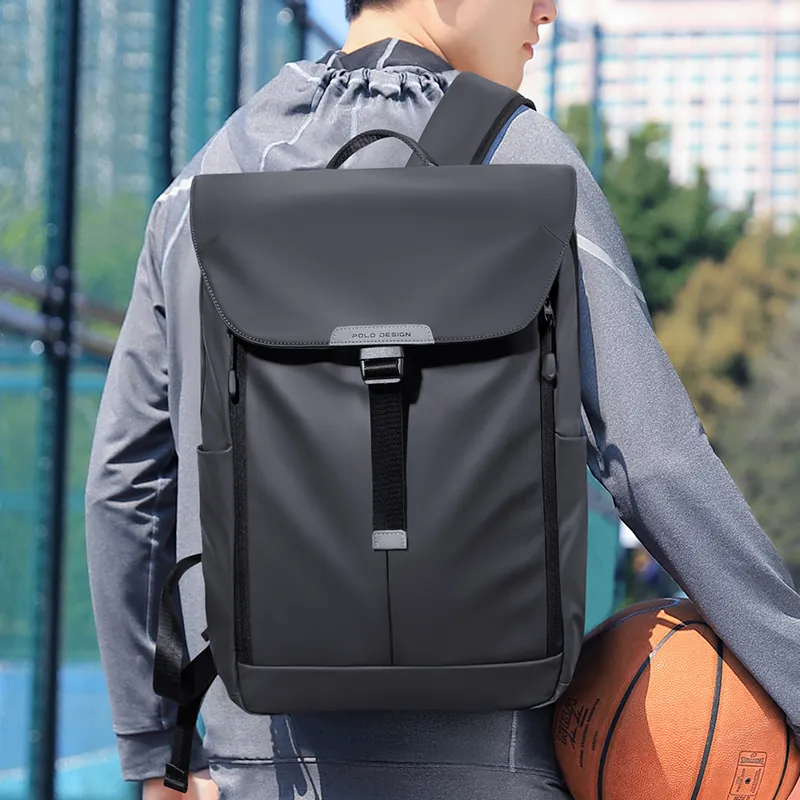 POLO Fabric Backpack Large Size Men Obsidian Black/Mineral Gray-1