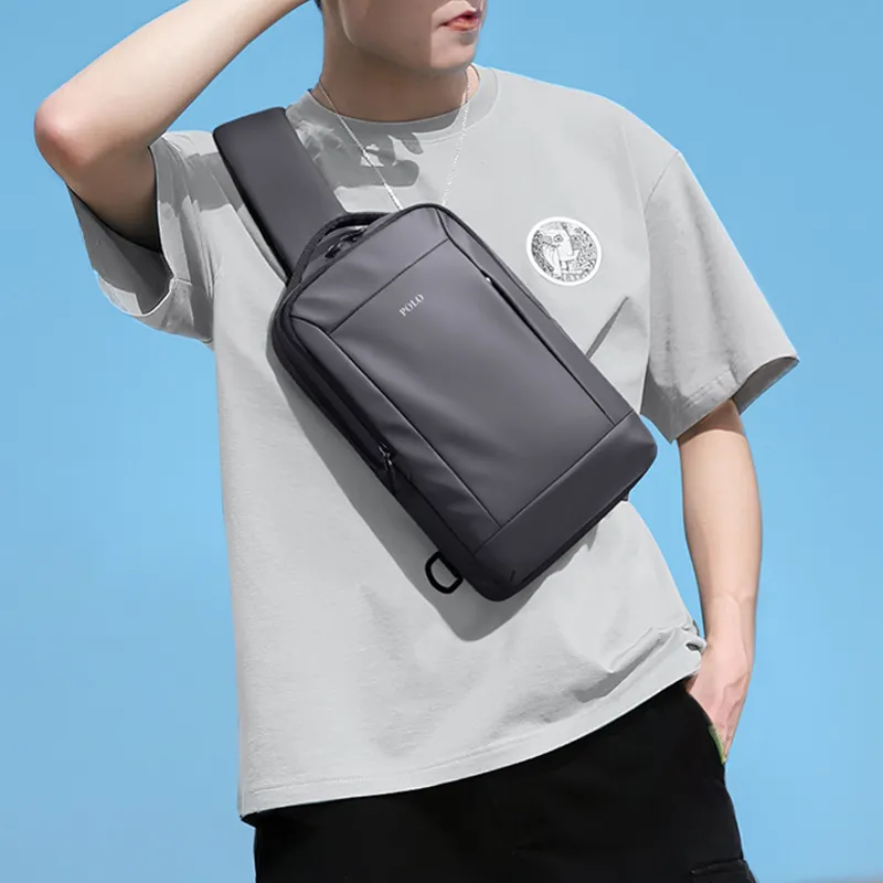 POLO Fabric Sling Bag Men's Black/Gray-6