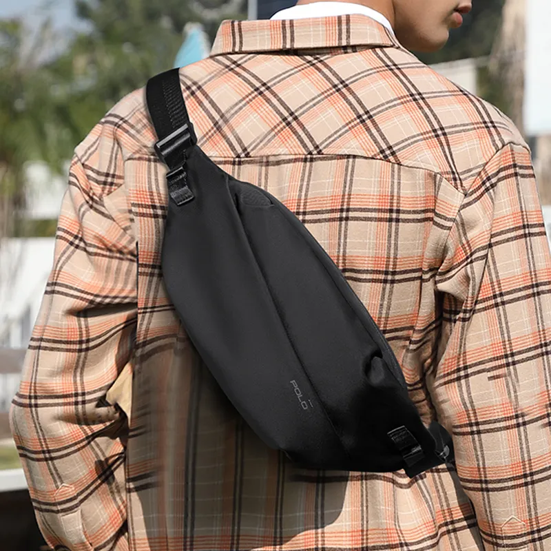 POLO Fabric Sling Bag Medium Size Men's Ecru/Black-2