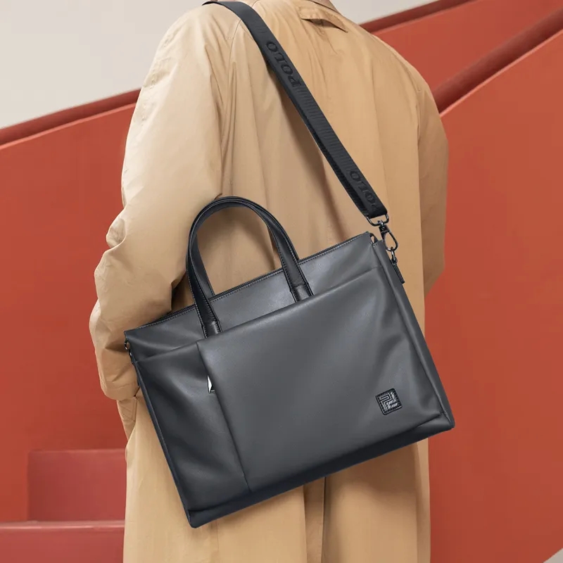 POLO Synthetic Leather Crossbody Bag Briefcase Tubas Men's Black/Gray-9