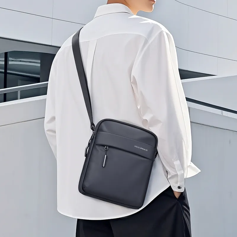 POLO Fabric Crossbody Bag, Shoulder Bag Men's Black/Gray-7