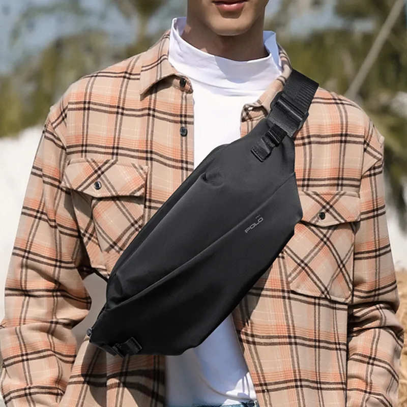 POLO Fabric Sling Bag Medium Size Men's Ecru/Black-3