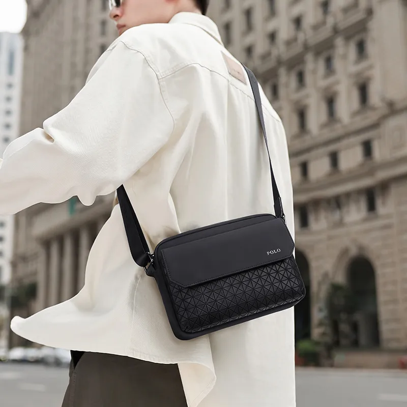 POLO Synthetic Leather Crossbody Bag, Shoulder Bag Men's Black-5