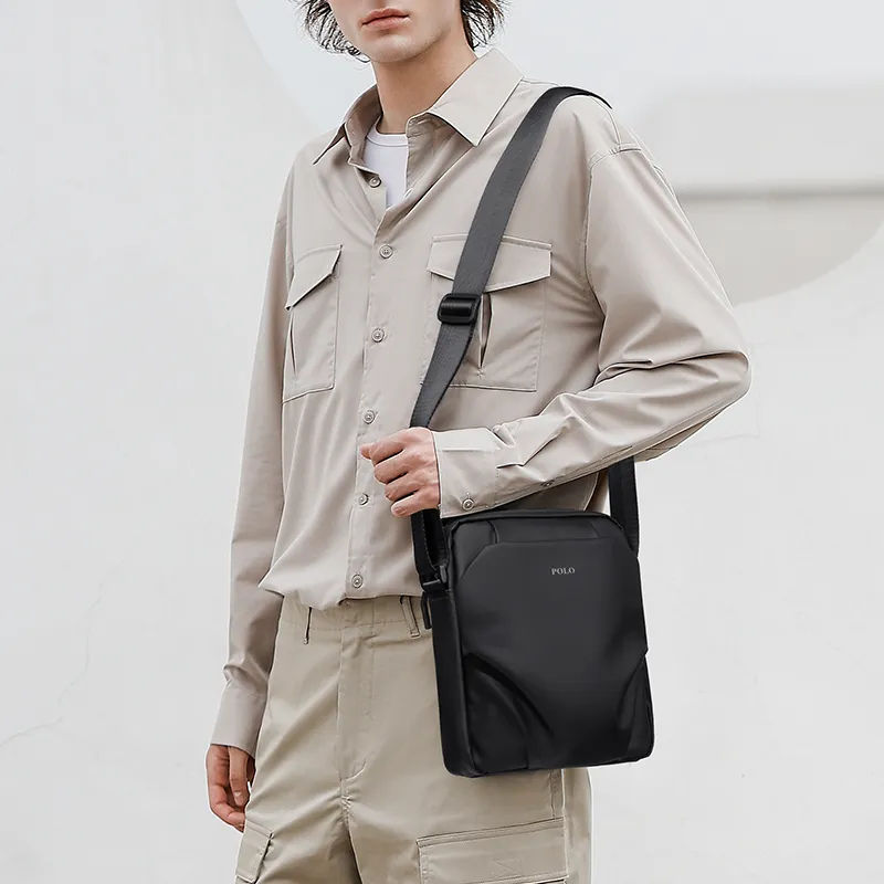 POLO Nylon Men's Shoulder Bag Medium Size Men's Black/Gray-20