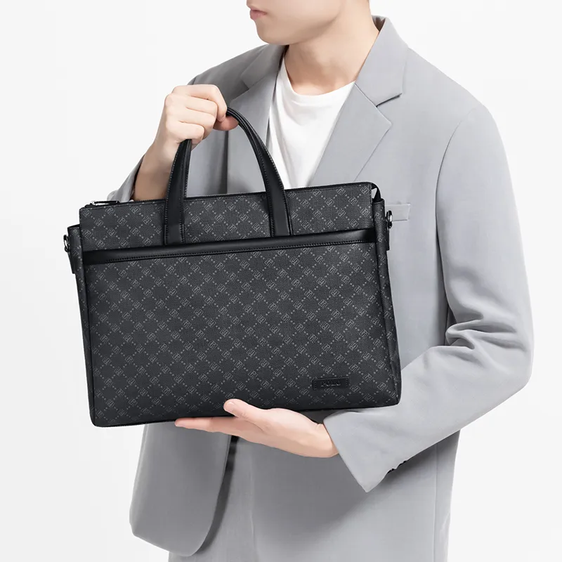 POLO PVC With Synthetic Leather Briefcase Tubas Men's Dark Gray-2