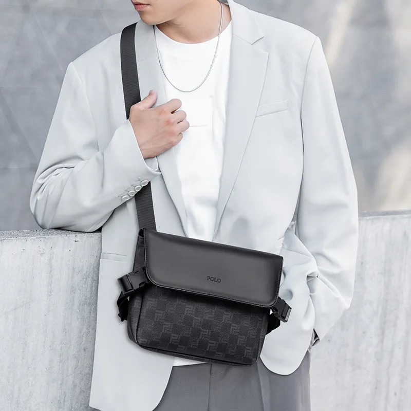 POLO PVC Shoulder Bag Men's Black-6