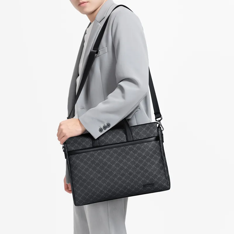 POLO PVC With Synthetic Leather Briefcase Tubas Men's Dark Gray-1
