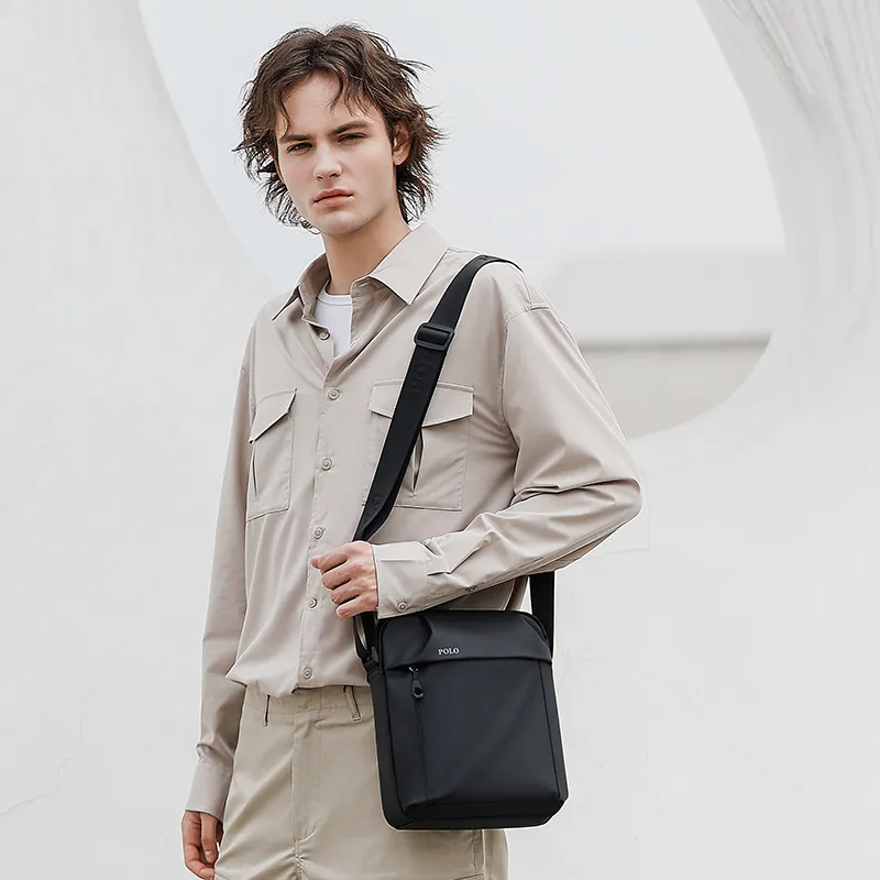 POLO Fabric Men's Shoulder Bag Men Black/Gray-1