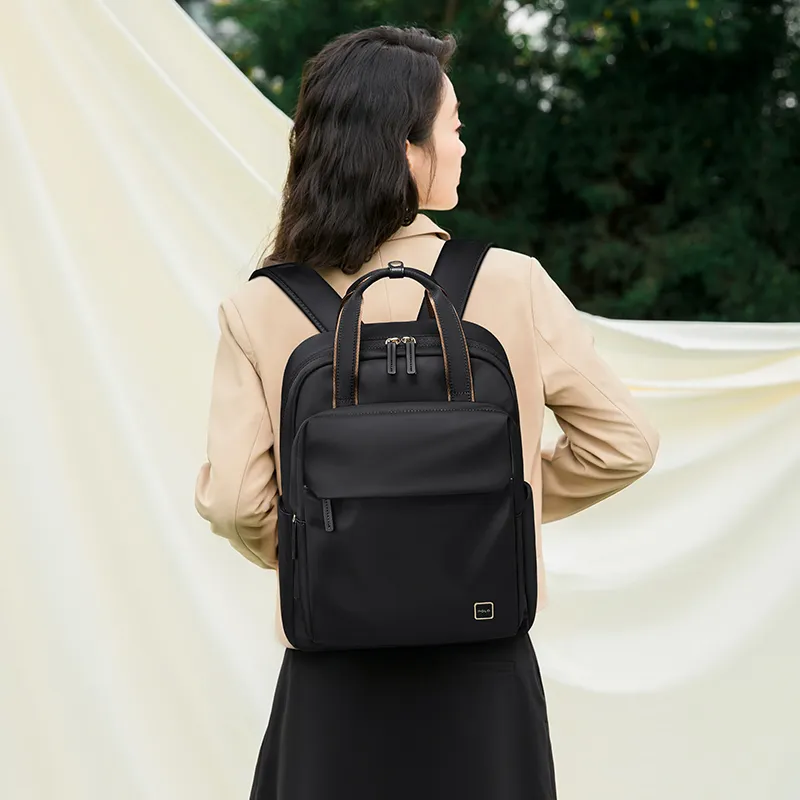POLO Fabric Backpack Regular Women's Milk Tea Apricot/Classic Black-6