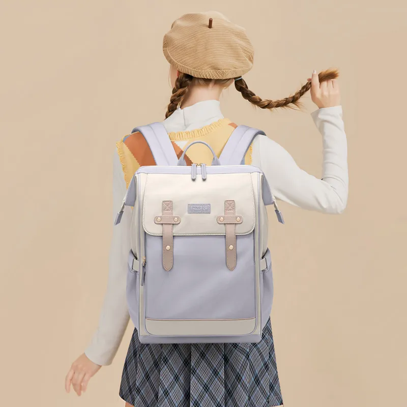 POLO Fabric Backpack Women's Apricot Purple-3