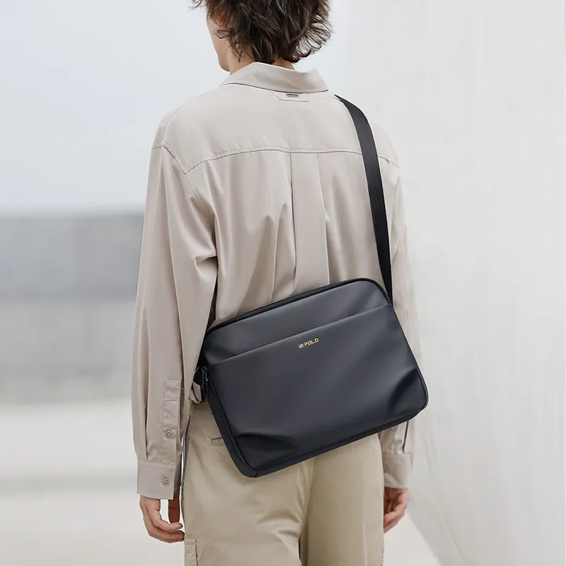 POLO Fabric Shoulder Bag, Crossbody Bag Men's Black/Gray-6