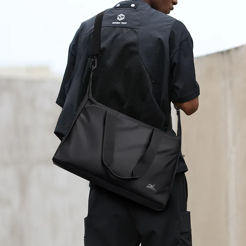 POLO Fabric One Shoulder Crossbody Travel Bag Luggage Bag Men's Travel Bag 14.99L Men's Black/Gray-6