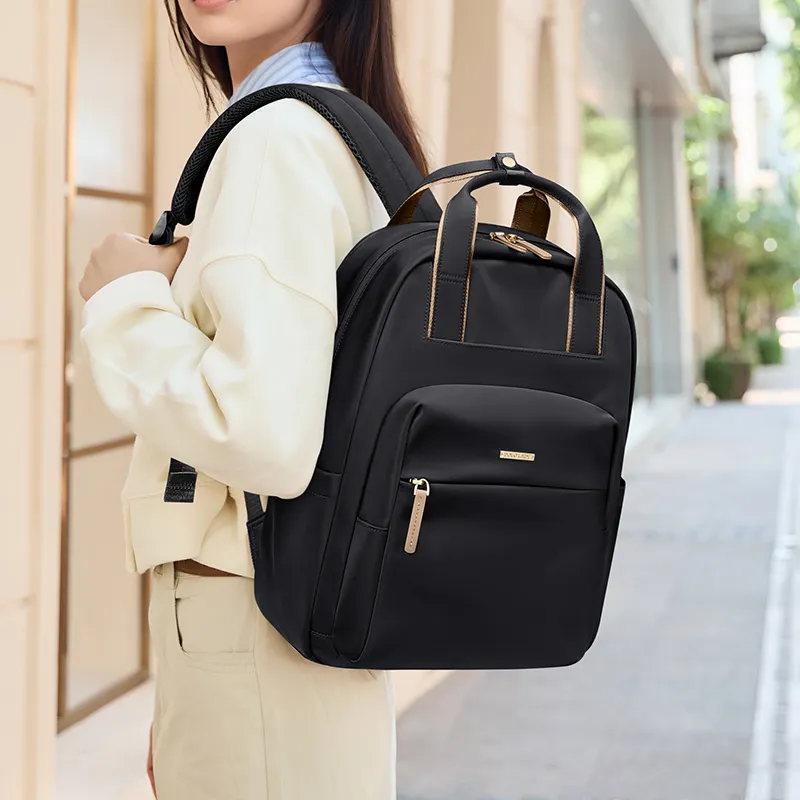 POLO Fabric Backpack Regular Women's Milk Tea Apricot/Classic Black-7