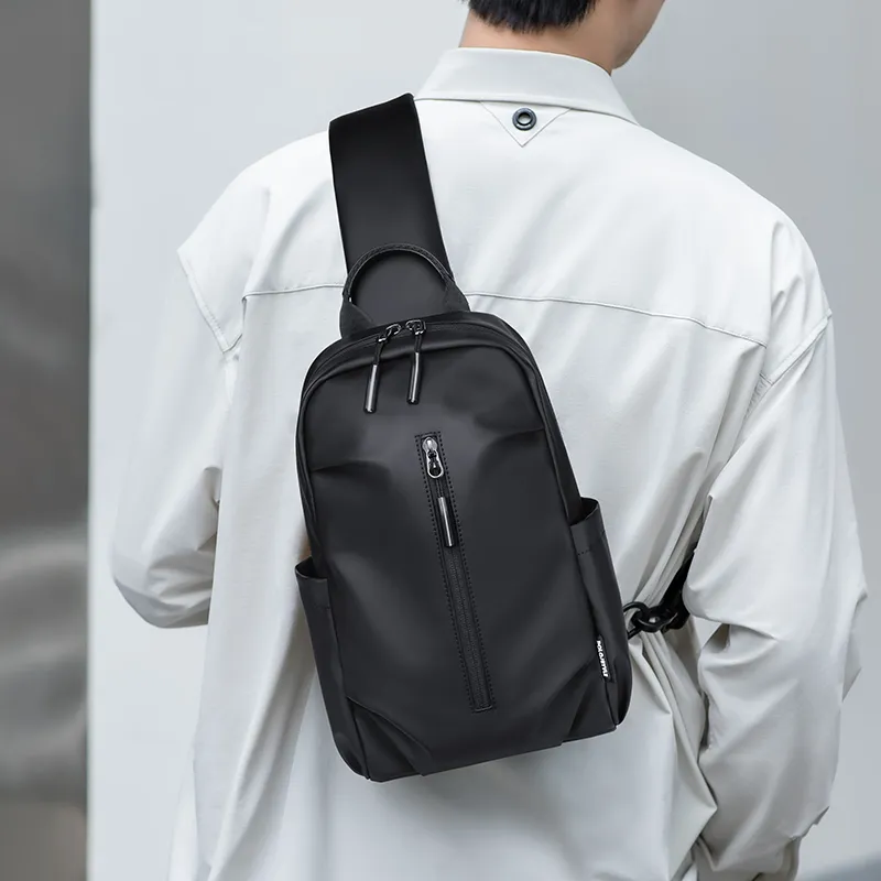 POLO Fabric Men's Sling Bag Large Size Men's Obsidian Black/Mineral Gray-2