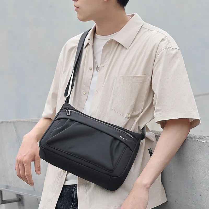 POLO Fabric Shoulder Bag Men's Black-5