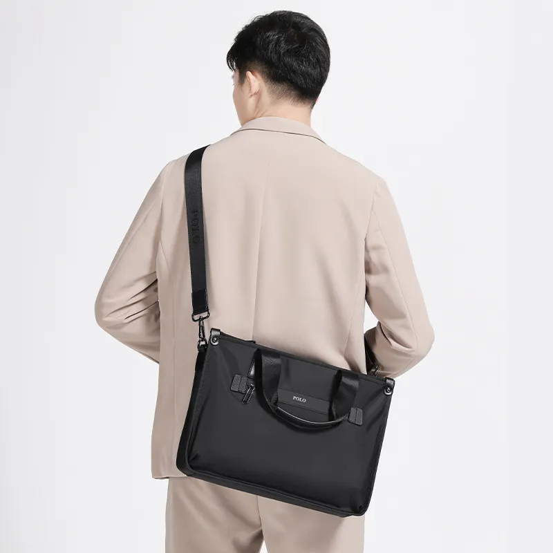 POLO Fabric Crossbody Bag, Men's Laptop Bag, Handbag, Briefcase Tubas Men's Black-5