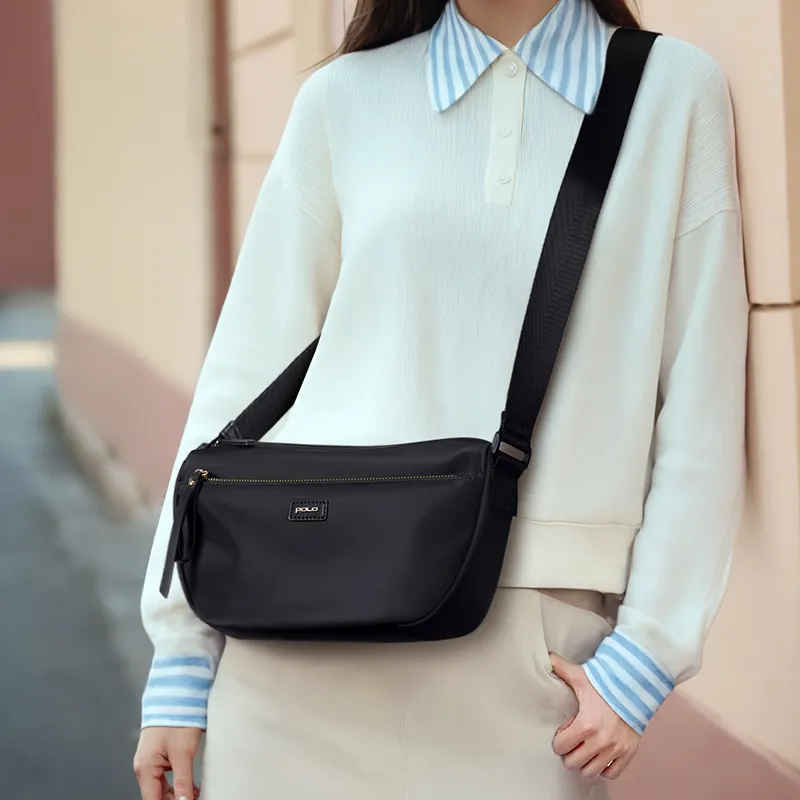 POLO Fabric Crossbody Bags Shoulder Bags Women's Milk Tea Apricot/Classic Black-7