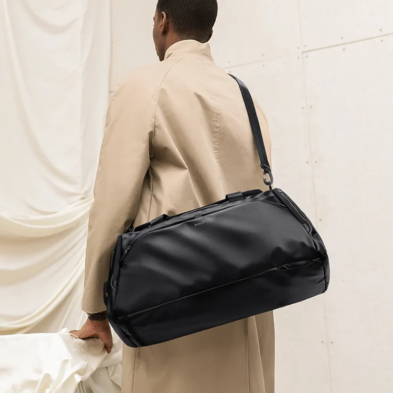 POLO Fabric Luggage Bag, Single Backpack, Handbag, Men's Travel Bag Men's Black-5