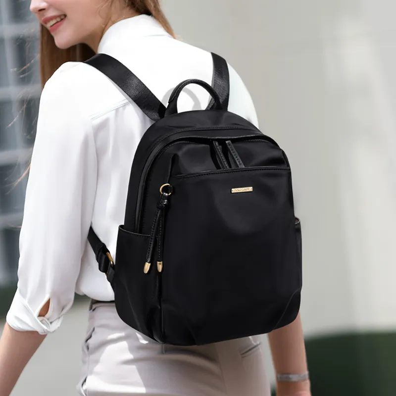 POLO Fabric Backpack Regular Women's Milk Tea Apricot/Classic Black-7