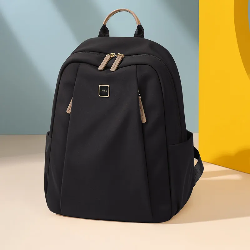 POLO Fabric Backpack Regular Women's Ecru/Black-7