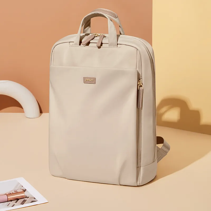 POLO Fabric Backpack Women's Milk Tea Apricot/Classic Black-6