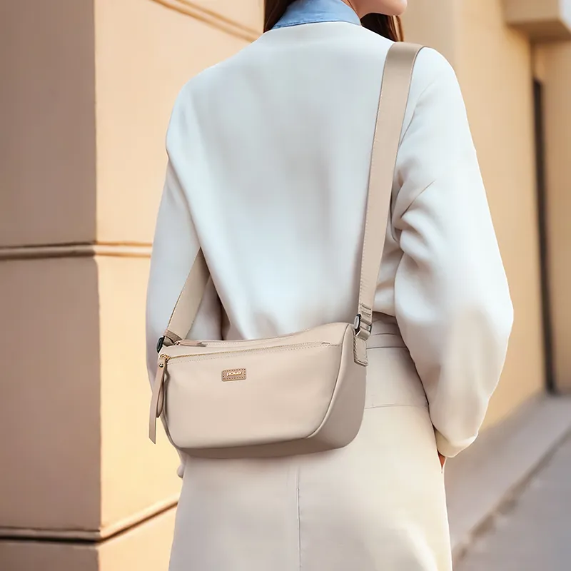 POLO Fabric Crossbody Bags Shoulder Bags Women's Milk Tea Apricot/Classic Black-4
