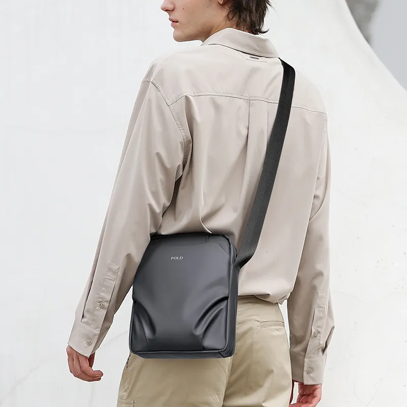 POLO Nylon Men's Shoulder Bag Medium Size Men's Black/Gray-25