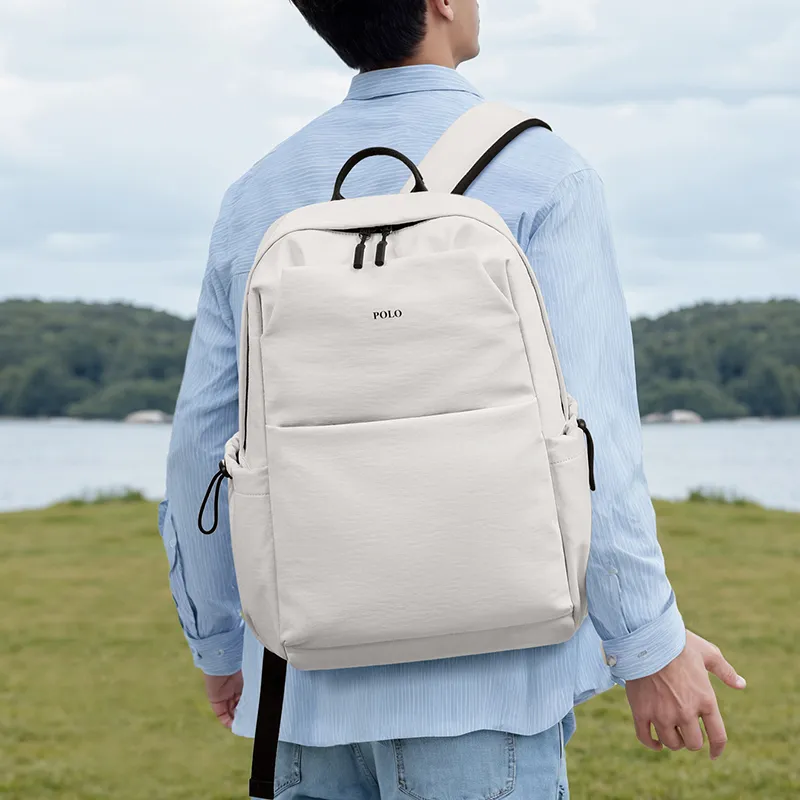 POLO Fabric Backpack For Men Large Size Unisex Ecru/Black-2