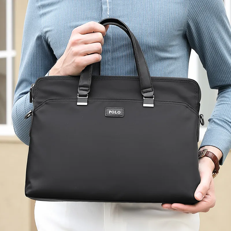 POLO Fabric Handbag, Shoulder Bag, Crossbody Bag, Briefcase Tubas Men's Black-5