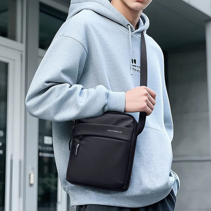 POLO Fabric Crossbody Bag, Shoulder Bag Men's Black/Gray-3
