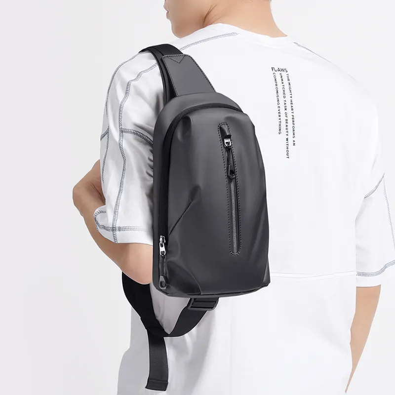 POLO Fabric Crossbody Bag Men's Sling Bag Fanny Pack Medium Size Men's Black-11