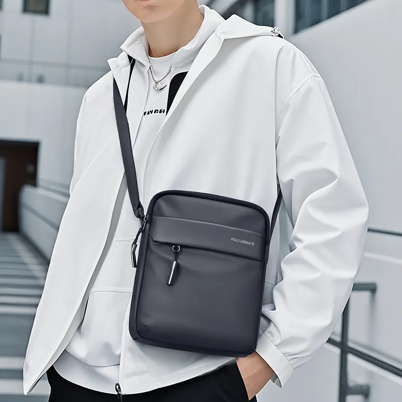 POLO Fabric Crossbody Bag, Shoulder Bag Men's Black/Gray-6